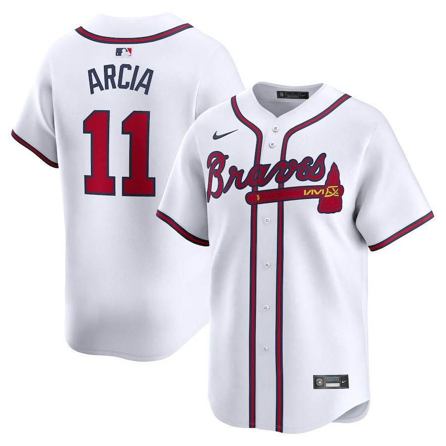 Men Atlanta Braves #11 Orlando Arcia Nike White Home Limited Player MLB Jersey